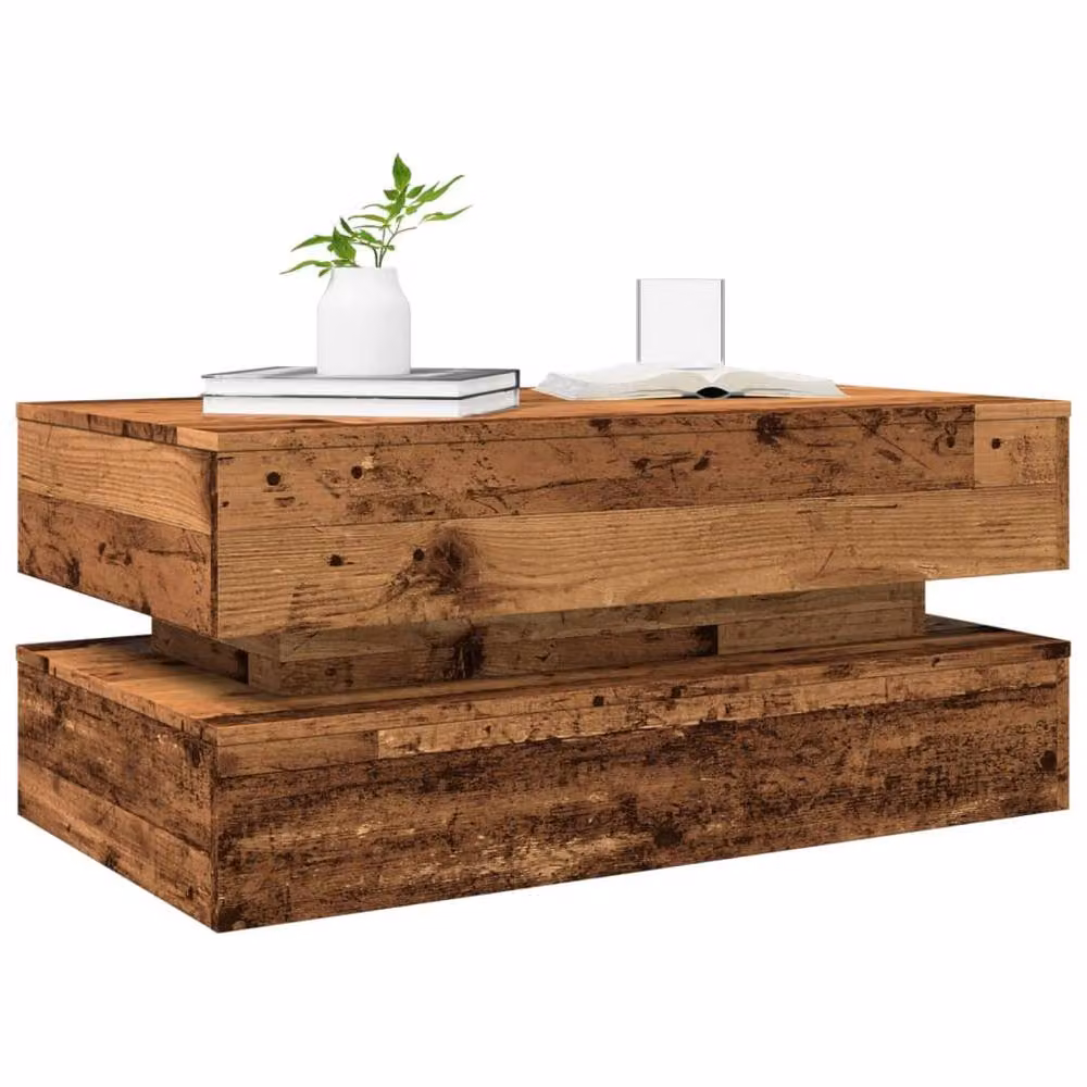 Berkfield Home Modern Rectangular Coffee Table with LED Lights in Brown, W/D/H: 90 x 50 x 40 cm – 5