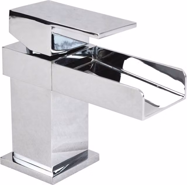 Nes Home Laura Brass Deck Mounted Waterfall Cloakroom Basin Mono Mixer Tap in Chrome Silver