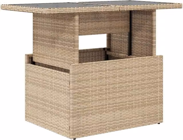 Berkfield Home Garden Table with Glass Top in Beige, W/D/H: 100 x 55 x 73 cm – 1