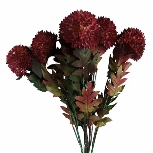 Leaf Pink Large Ball Dahlia Artificial Flower Stem, 70 cm – 5