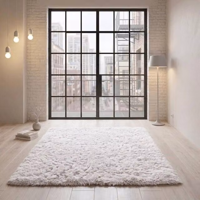 Snug City White Shaggy Fluffy Plush Modern Non-Slip Rectangular Floor Rug W: 60 cm, L: 110 cm