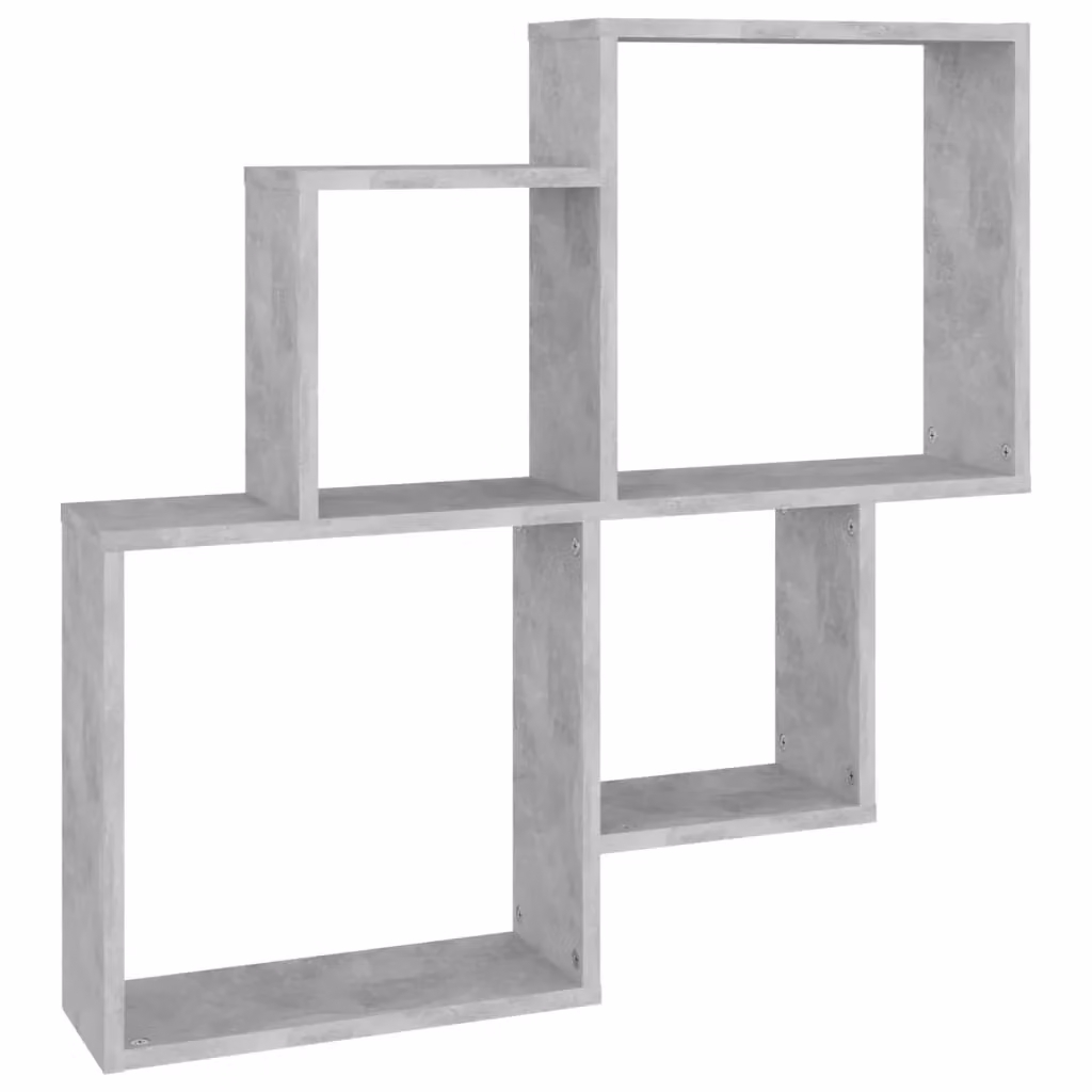 Berkfield Home Wall Mounted Cube Shelf in Concrete Grey, W: 80 cm, D: 15 cm, H: 78.5 cm – 2