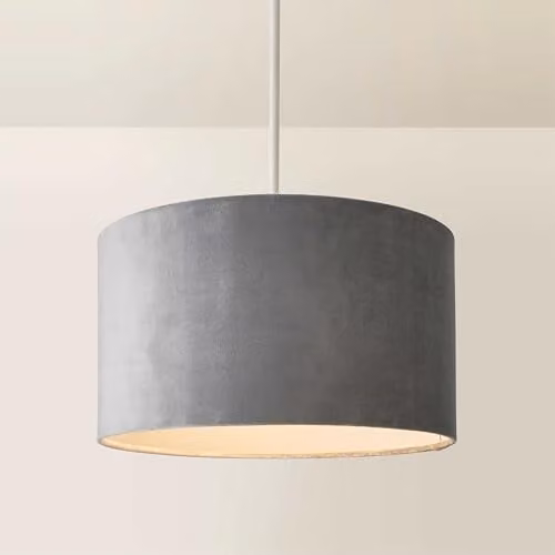 ValueLights Reni Modern Grey Fabric Drum Ceiling Lamp Shade, Width: 35 cm – 1