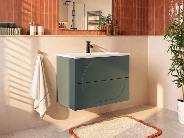 Vente-unique Vutoma Wall-Hung Vanity Unit in Green, W: 80 cm