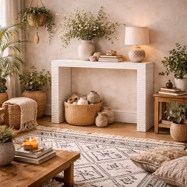 Wyld Haus Kinnegad White Wooden Console Table