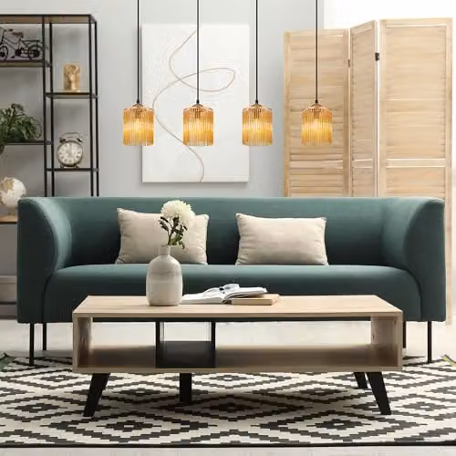 Netlighting Leeds Bar Pendant Ceiling Light in Gold/Brass with 4x E14 Sockets, H x W x D: 133 x 87 x 12 cm – 6