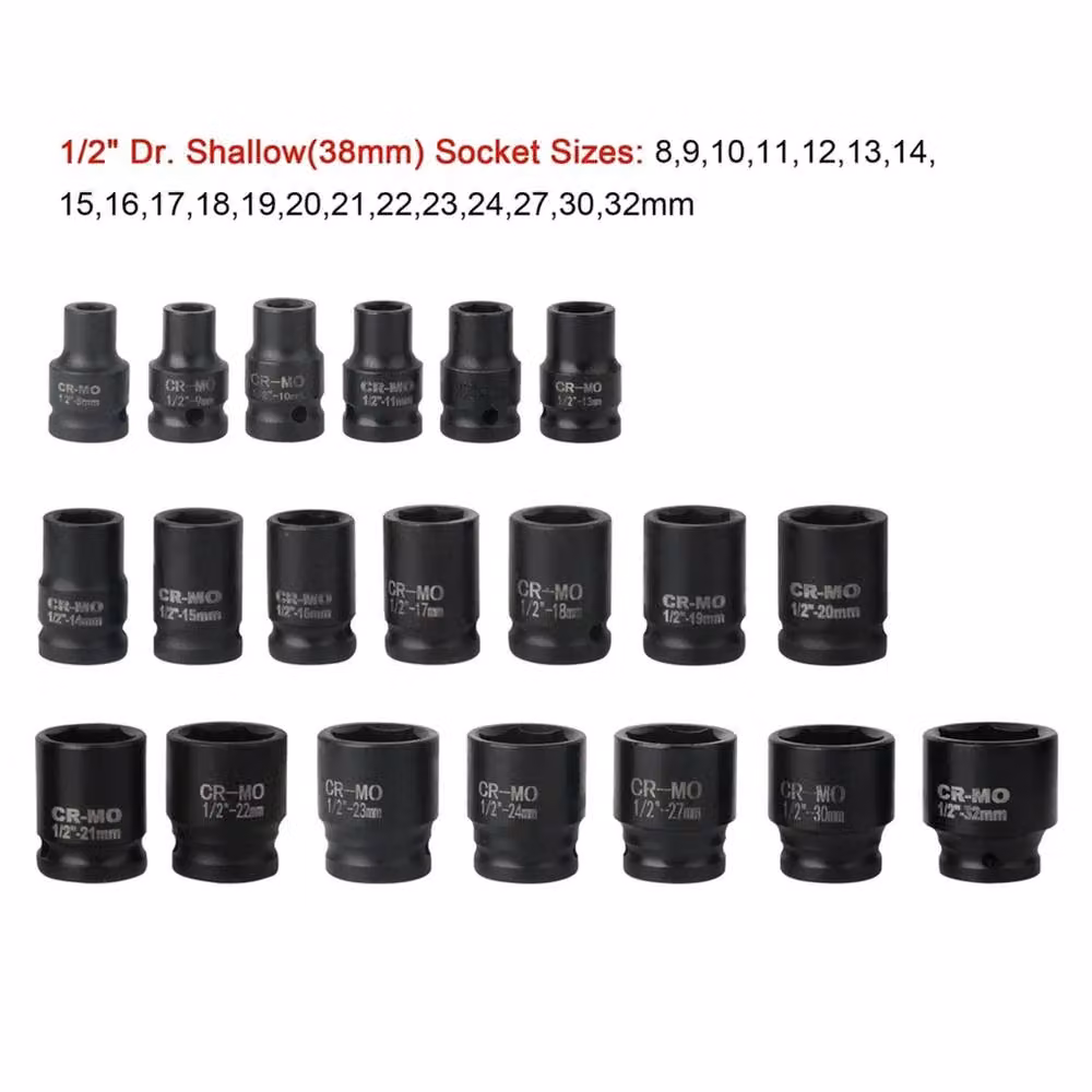 Nordara 35pc 1/2 inch Drive Deep Impact Socket Set, 8-32mm Metric, Black – 2