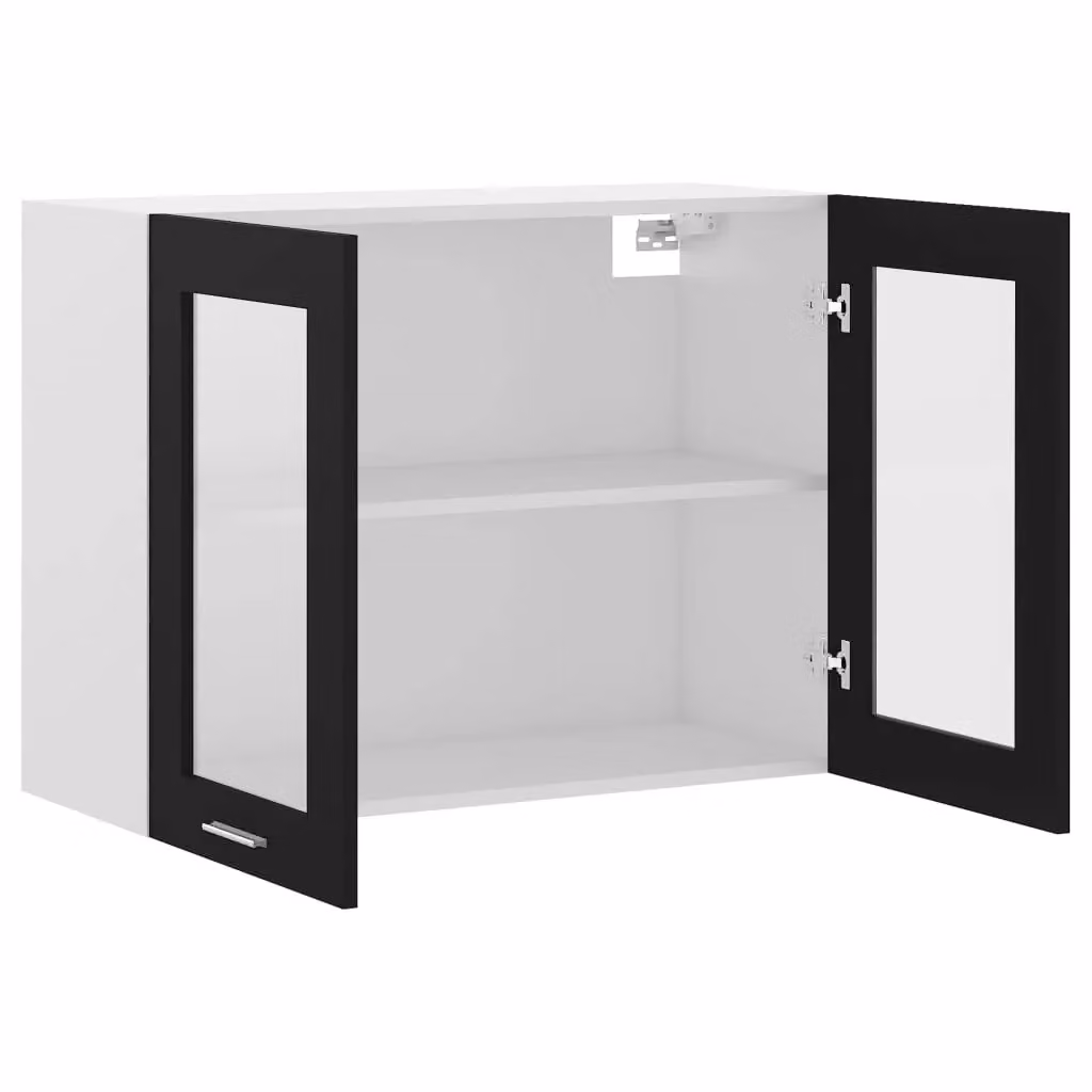 Berkfield Home Modern Black Wall Mounted Glass Cabinet with Internal Shelves W/D/H: 80 x 31 x 60 cm – 4