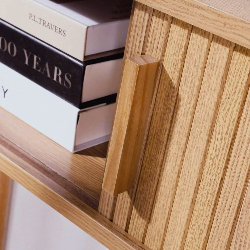 CALICOSY Ernest 2-Door Sliding Console Table, Brown, W: 100 cm, D: 35 cm, H: 80.5 cm – 3