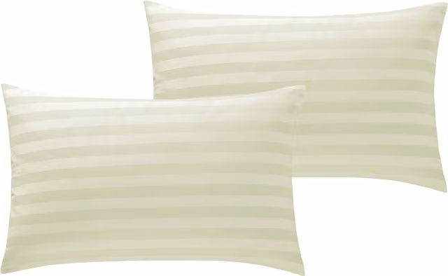 Roseley 250TC Mako Satin Striped Cotton Duvet Cover and Pillowcase Set, White, W: 90 cm x H: 200 cm