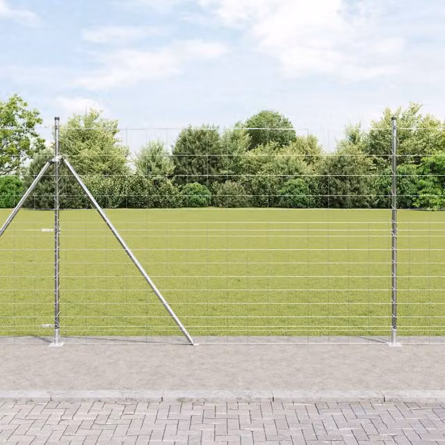 Berkfield Home Field Fence Galvanised Steel in Silver, H: 160 cm x W: 25 m – 1