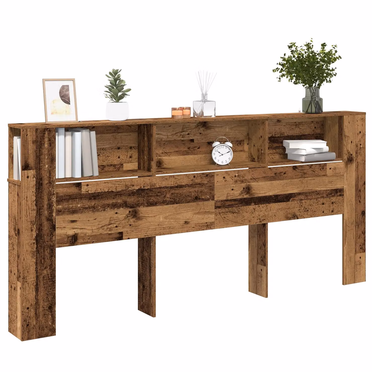 Berkfield Home Rustic Solid Wood Headboard Cabinet in Brown, W/D/H: 104.5 x 18.5 x 5 cm – 2