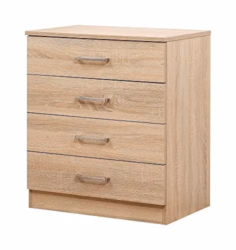 Harmin Sonoma Oak 4 Drawer Chest in Brown, H 68.5 cm x W 60 cm x D 40 cm