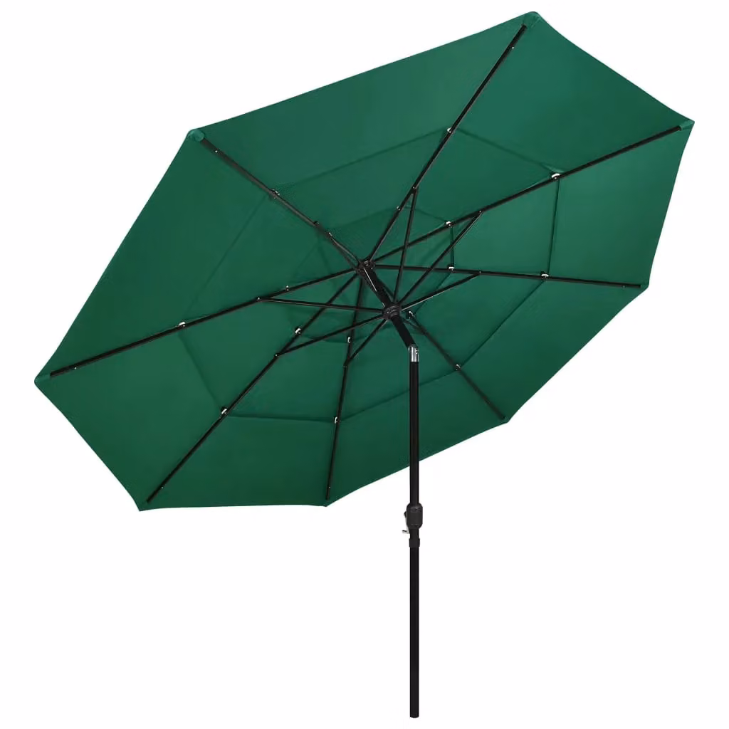 Berkfield Home 3-Tier Green Polyester Parasol with Aluminium Central Pole, 3.5 m – 2