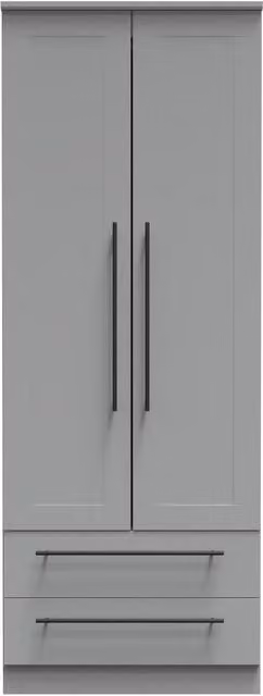 2 U Howard Ready Assembled 2 Door 2 Drawer Wardrobe in Dark Grey – 1