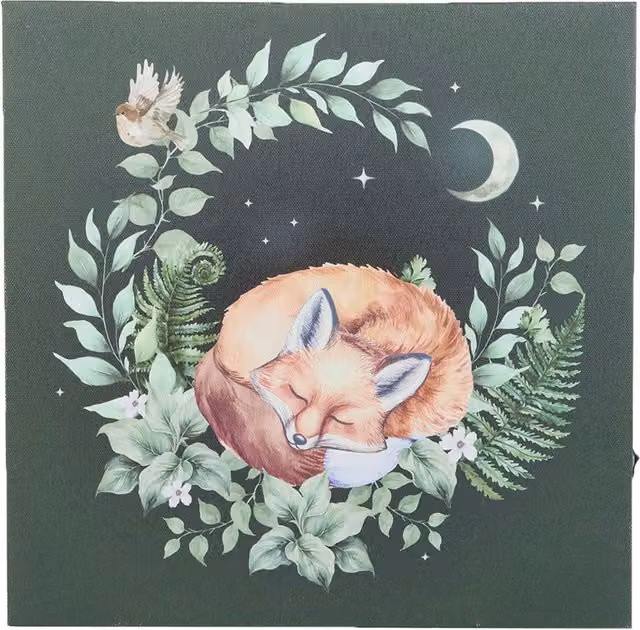 Something Different Canvas Sleeping Fox Plaque, Multicoloured