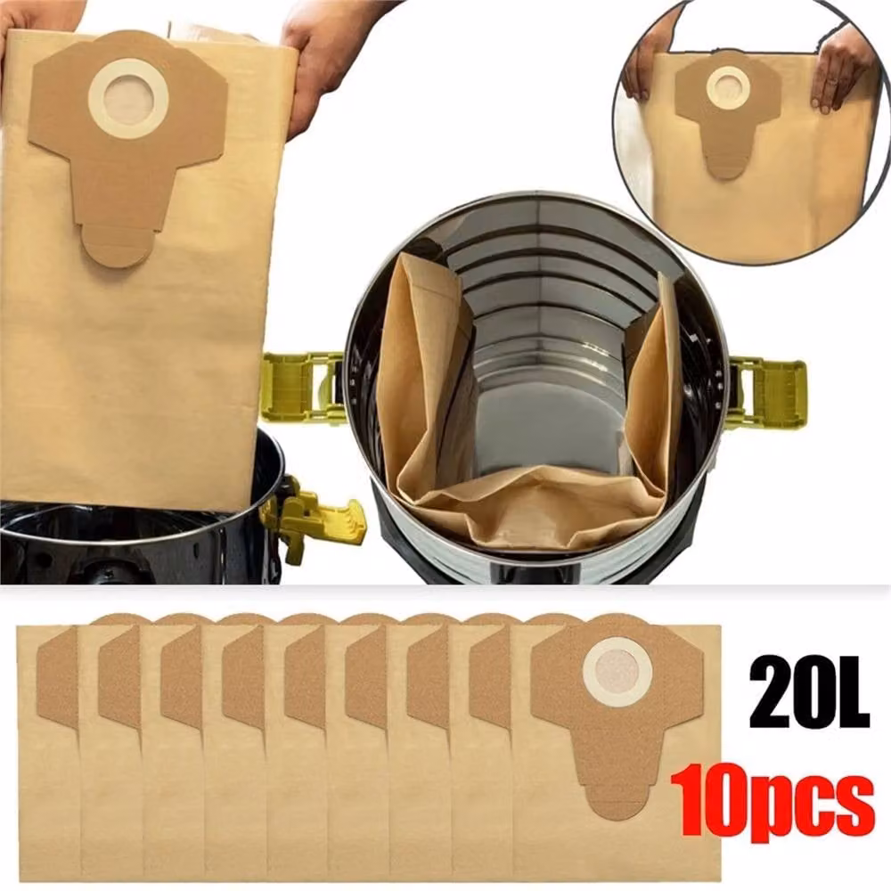 Nordara 10 Pack Replacement Bags for Parkside Wet and Dry Vacuum, Brown, W: 40 cm, D: 30 cm, H: 30 cm – 3