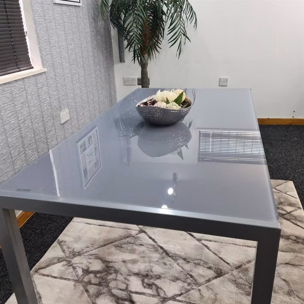Kosy Koala Modern Rectangular Grey Glass Dining Table for 4 Seats, W/D/H: 120 x 70 x 75 cm – 3