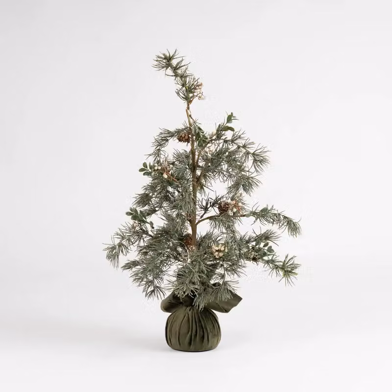 Scottish Everlastings Ltd 60cm Natural Feel Tabletop Christmas Tree with Lights and Green Velvet Base – 2