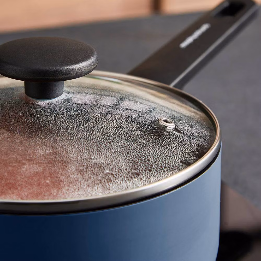 Morphy Richards 5 Piece Blue Aluminium Saucepan and Frying Pan Set with Ceramic Coating – 10
