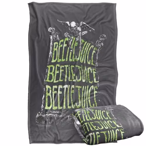 LOGOVISION Beetlejuice Headstone Name Super Soft Polyester Fleece Throw Blanket, Multicolour, W: 91.44 cm x D: 91.44 cm x H: 91.44 cm – 1