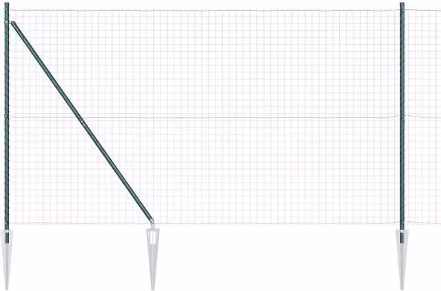 Berkfield Home Euro Fence with 7 Spike Posts, Galvanised Steel, Green, 1.6 x 10 m