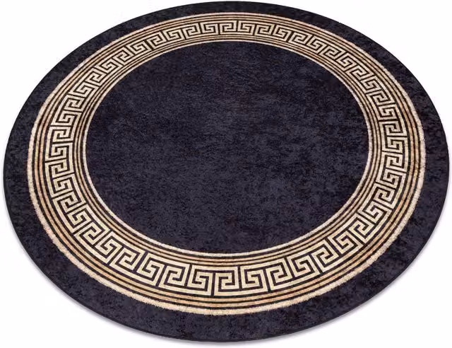 RugsX Miro Round Black Polyester Rug, Diameter: 100 cm – 1
