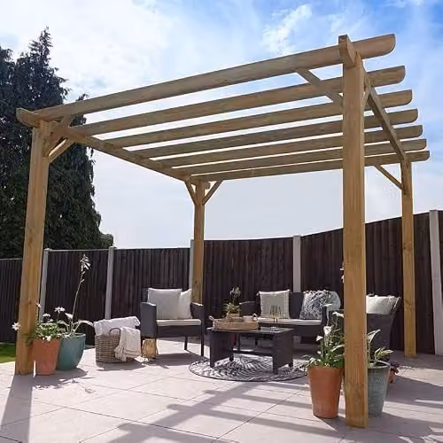 Forest Garden Premium Ultima Large Wooden Garden Pergola, Brown, W: 360 cm, D: 360 cm, H: 252 cm – 1