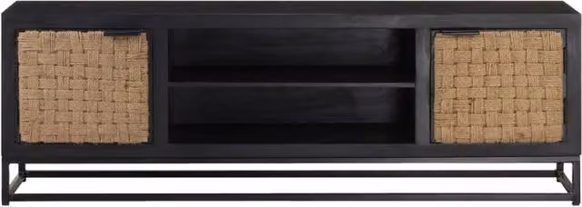 Berkfield Home Industrial TV Cabinet in Black Solid Mango Wood, W/D/H: 120 x 30 x 40 cm