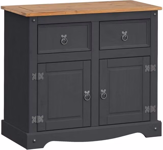 FORGEVIO Rustic Two Door Wood Sideboard in Charcoal Grey – 1