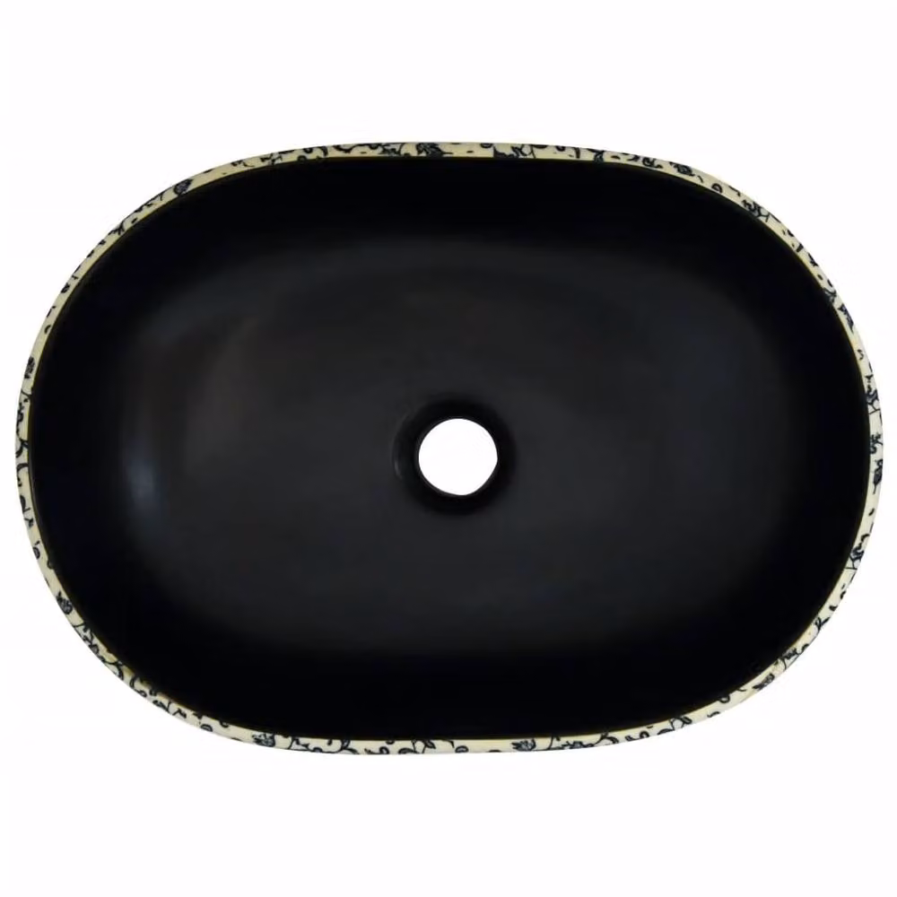 Berkfield Home Oval Ceramic Countertop Basin in Black and Blue, W: 47 cm, D: 33 cm, H: 13 cm – 4