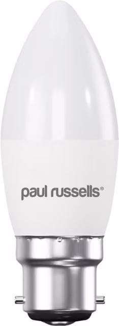 Paul Russells 6.5W LED Candle Bulb, B22, 806lm, 6500K Daylight Cool White