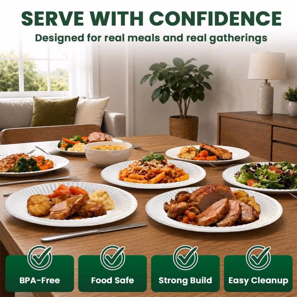 ECONX White Heavy Duty Biodegradable Disposable Paper Dinner Plates, 15 cm, 500 Pieces – 5