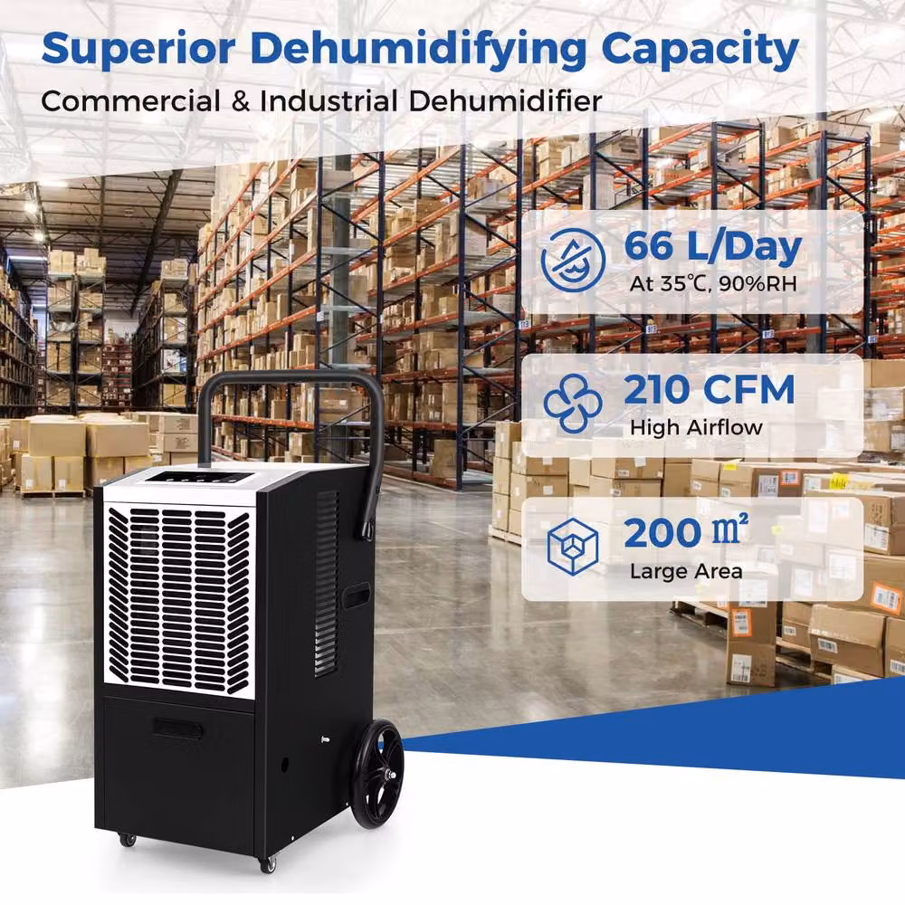 Costway 66L Commercial and Industrial Dehumidifier in Black – 7