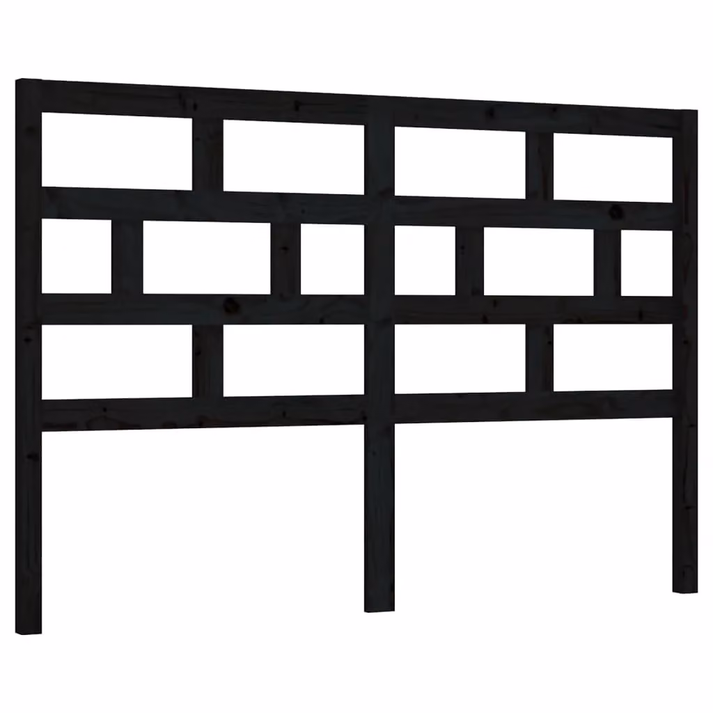 Berkfield Home Rustic Solid Wood Pine Bed Headboard in Black, W: 146 cm, D: 4 cm, H: 100 cm – 2