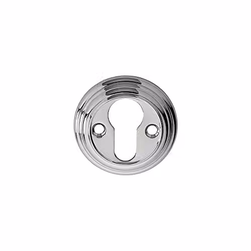 Loops 55mm Euro Profile Round Reeded Escutcheon Keyhole Cover in Polished Chrome – 2