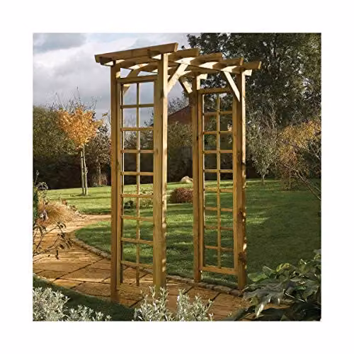 Rowlinson Square Top Wooden Arch in Brown and Natural