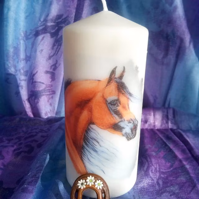 Viki White Pillar Candle Horses (Set of 2)