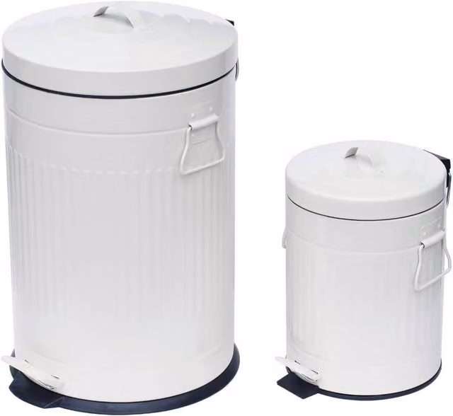 Simpa White Pedal Dustbin Duo Set with Removable Inner Buckets, 20L and 5L