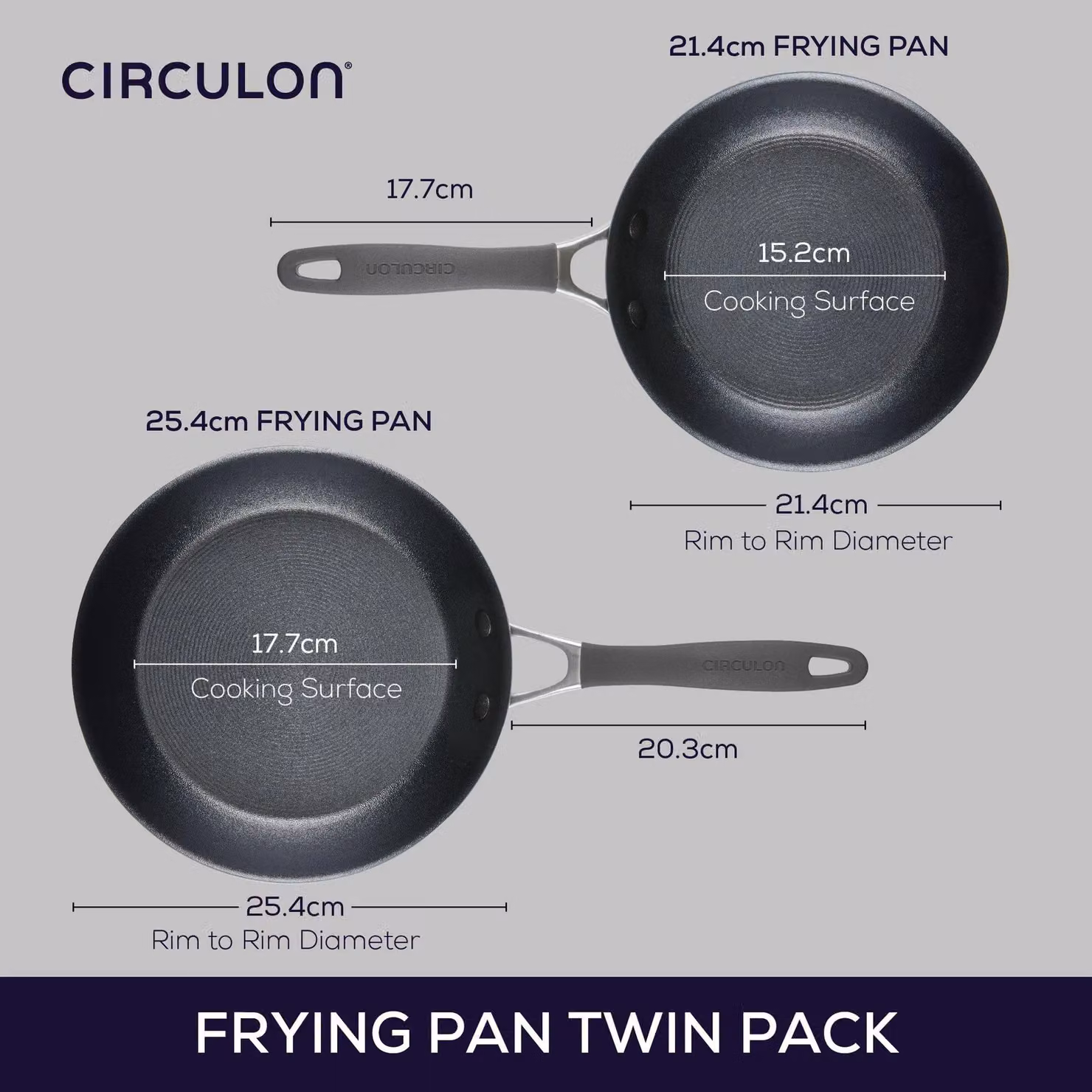 Circulon ScratchDefense Extreme Non Stick Frying Pan Set, 2 Piece, Grey – 6