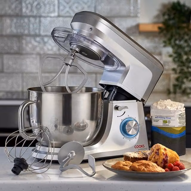 Cooks Professional 1200W Stand Mixer with 7L Stainless Steel Bowl in Silver
