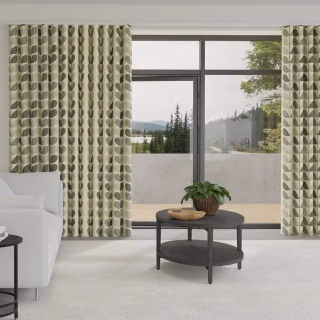 Orla Kiely Multi Stem Made to Measure Wave Blackout Curtains in Warm Grey and Multicolour Cotton