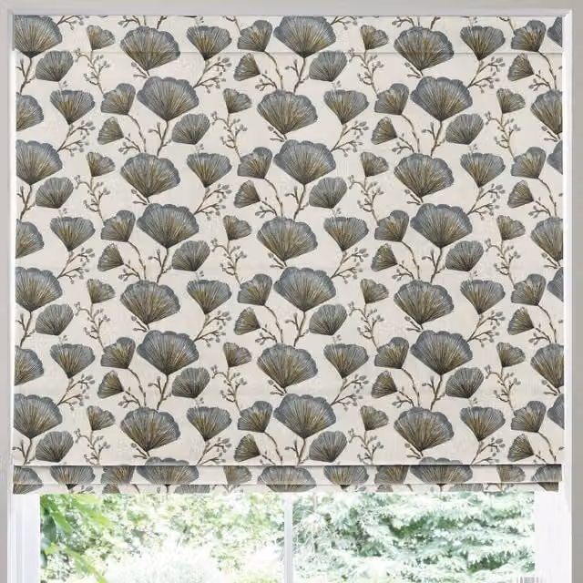 Terrys Odin Made to Measure Blackout Roman Blind in Ink Floral Design