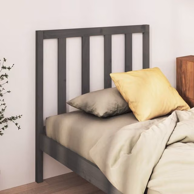 Berkfield Home Grey Rustic Solid Pine Wood Bed Headboard W/D/H: 96 x 4 x 100 cm