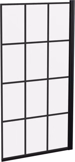 Balterley Black Framed Grid Hinged Reversible Bath Screen with 6mm Glass, W: 79 cm, H: 143 cm – 1