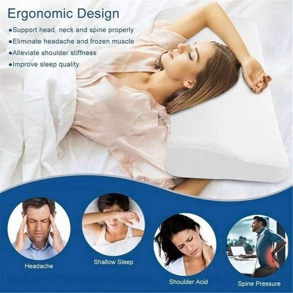 Nordara White Memory Foam Cervical Pillow for Adults with Medium Support – 3