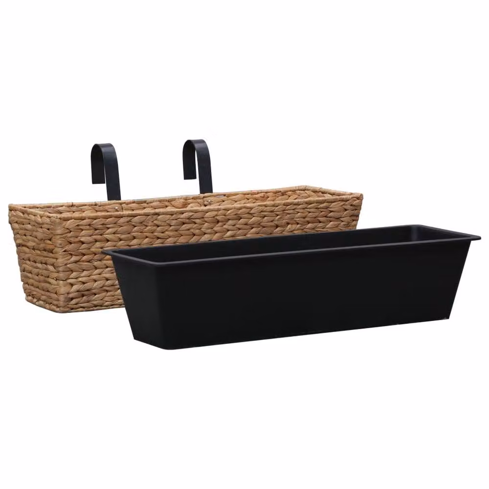 Berkfield Home Garden Water Hyacinth Window Box Planters, 2 Pieces, Brown – 3