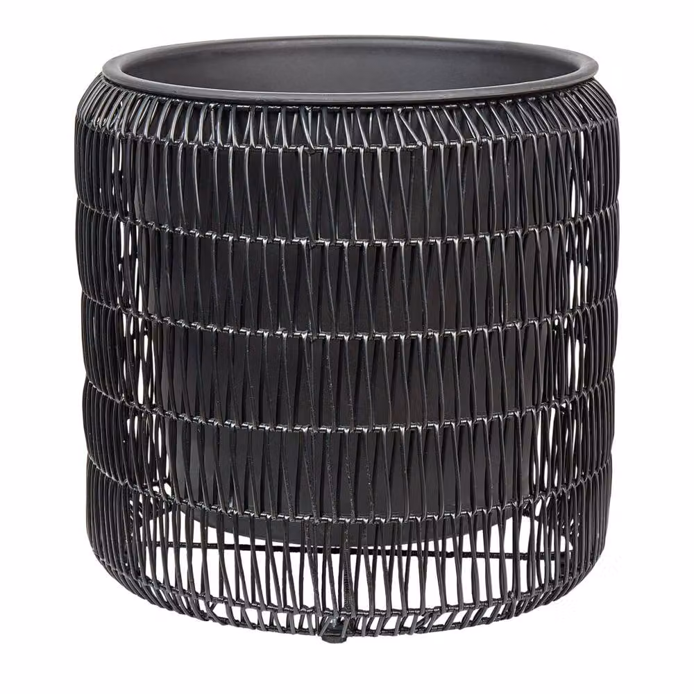 Wyld and Coco Black PE Rattan Planter Set of 2 with Plastic Inserts – 4