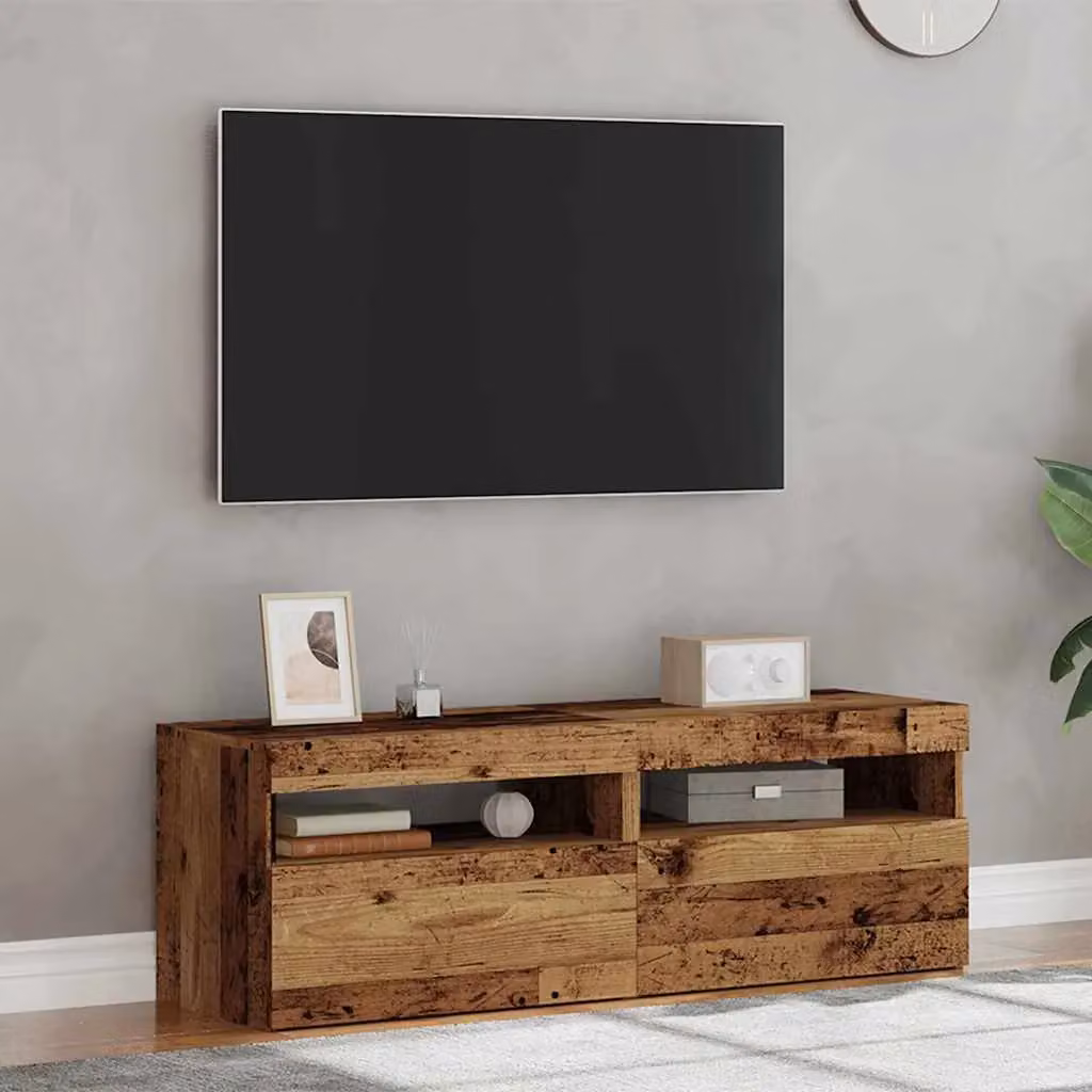 Berkfield Home Set of 2 Modern TV Cabinets with LED Lights in Brown Old Wood Finish – 5