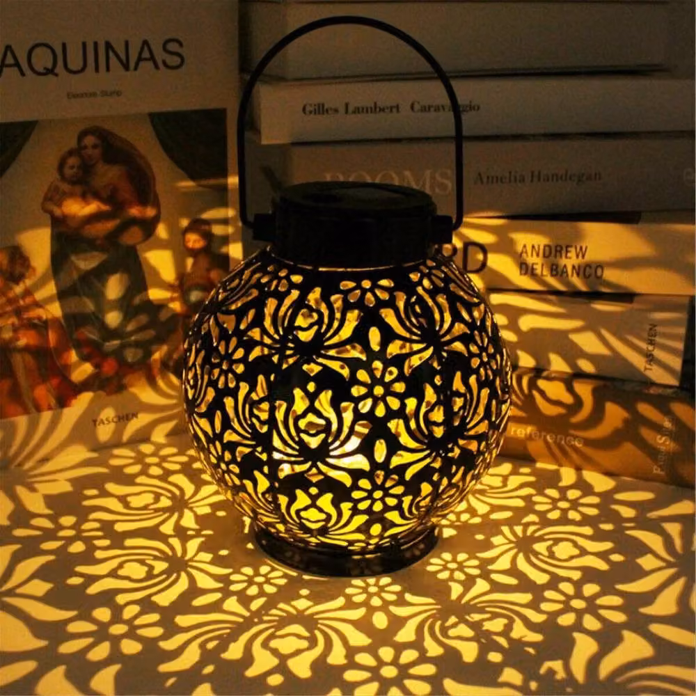 EONLION Solar Powered LED Moroccan Lantern in Black, Height: 100 cm – 3